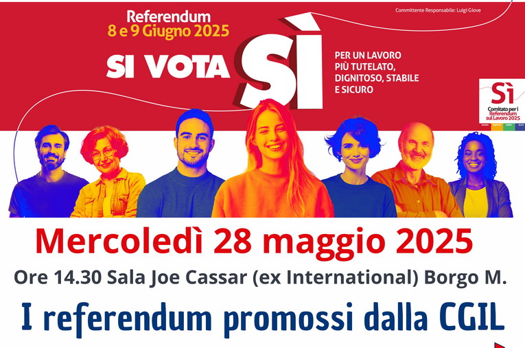 Referendum italiani sul lavoro: il 28 maggio incontro pubblico con la CGIL Rimini, sulle ragioni per votare sì!