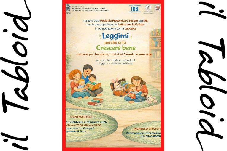 Al via “Leggimi – perché ci fa Crescere bene”, ciclo gratuito di letture condivise per bambini da 0 a 3 anni all’Ospedale di Stato, da febbraio ad aprile.
