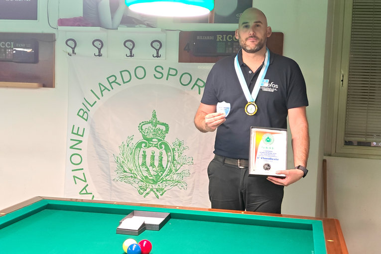 San Marino, Mattia Bugli è il campione sammarinese singolo a boccette su biliardi internazionali