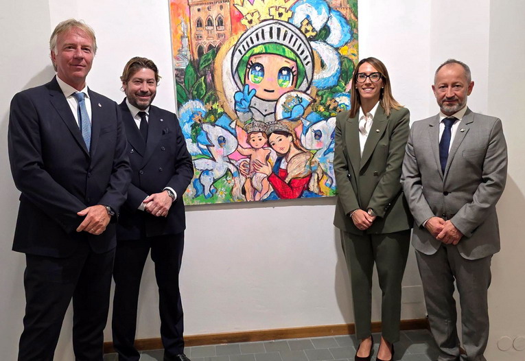 San Marino, i Capitani Reggenti in visita alla mostra Icone Sacre Pop di Simone Legno